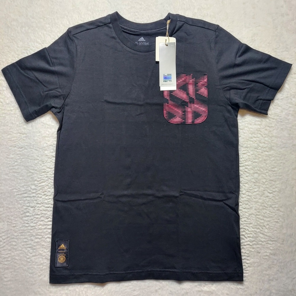 Adidas DFB Kids Tee Kids Size L Black New Germany Soccer Pocket T-Shirt HF4063